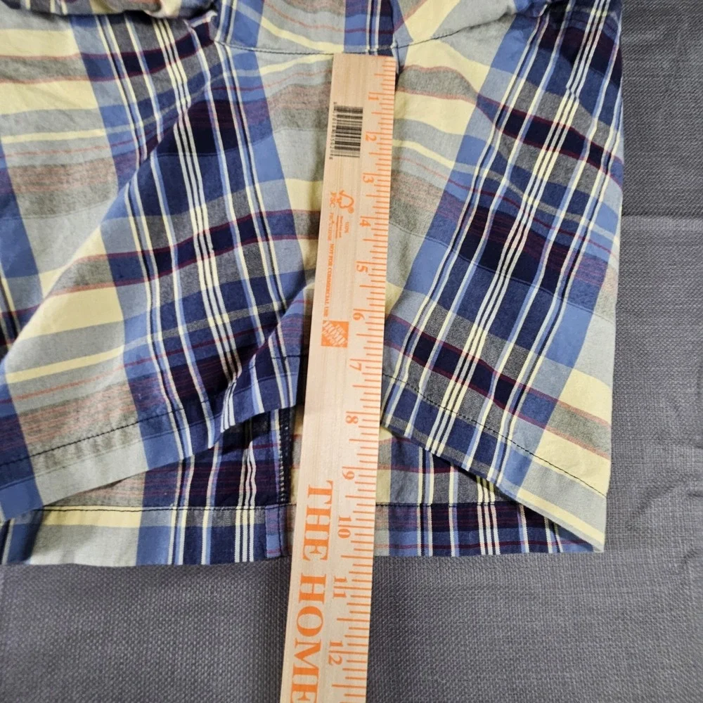 Natural‎ Issue Mens Plaid Pleated Cotton Shorts Blue Yellow Size 40
